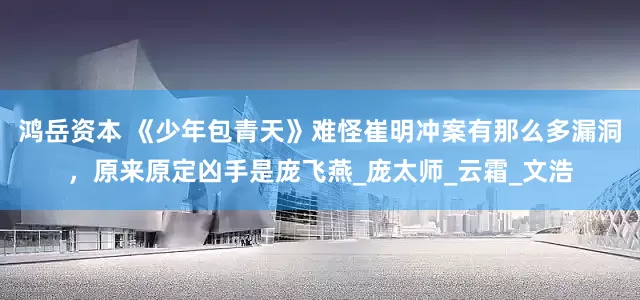 鸿岳资本 《少年包青天》难怪崔明冲案有那么多漏洞，原来原定凶手是庞飞燕_庞太师_云霜_文浩